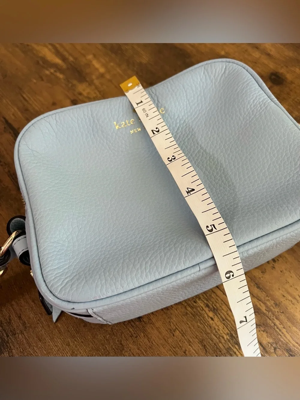 Kate Spade New York Light Blue Pebbled Leather Camera Crossbody Bag